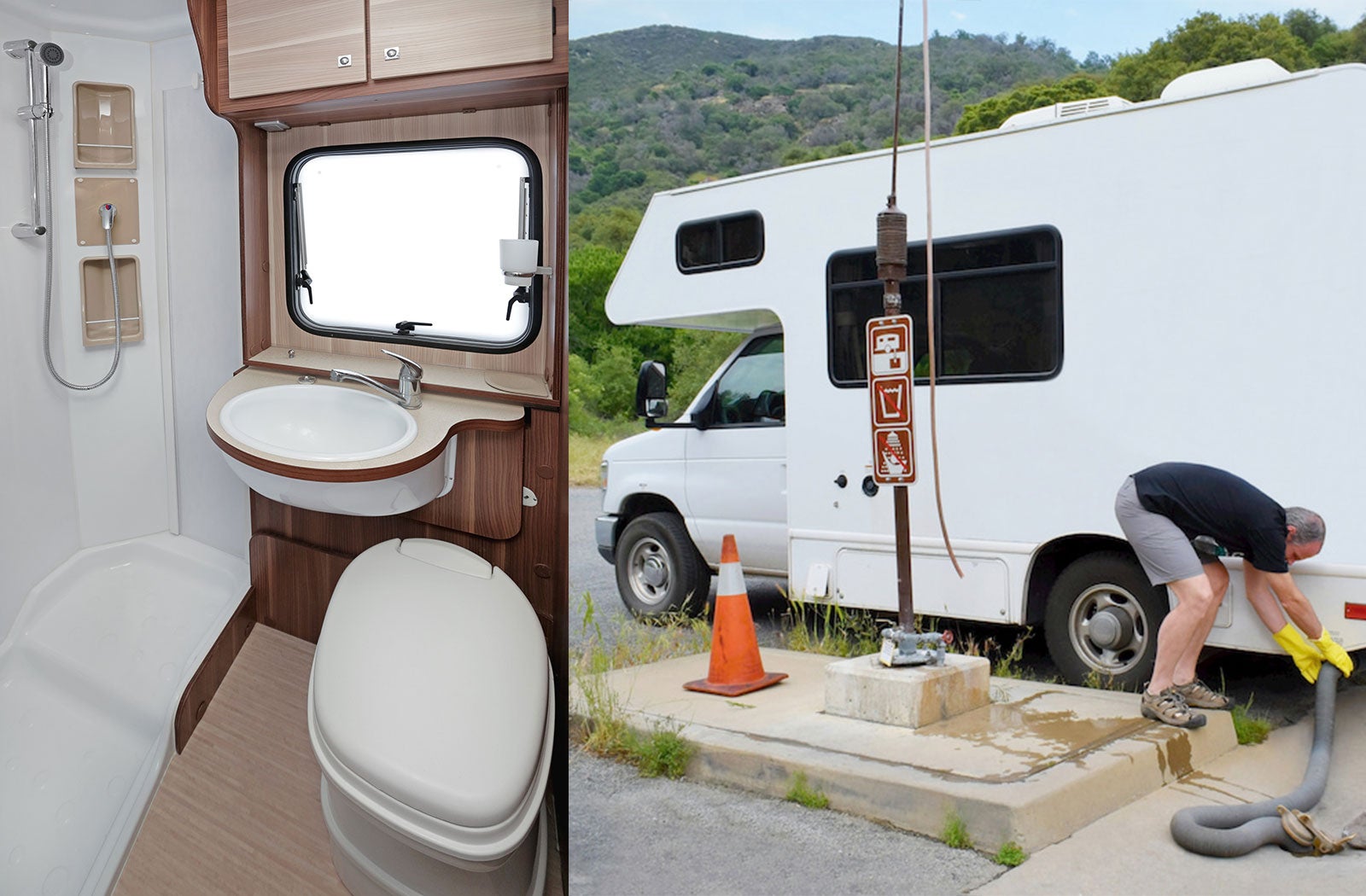 Portable RV/camper toilet and holding tank setup in Fort Myers, Florida