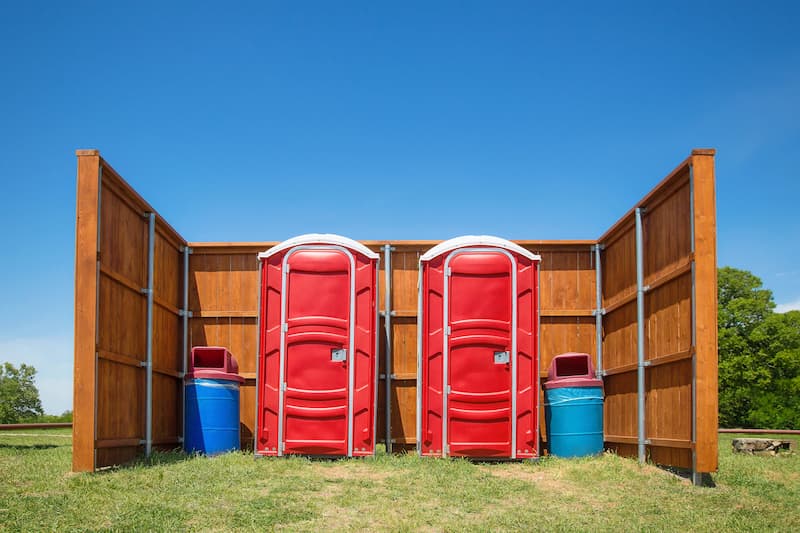 Short-term porta potty units staged for delivery in Fort Myers, Florida